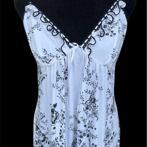 LINEA DONATELLA spaghetti strap sleepwear white and black, women's size M - Picture 1 of 8